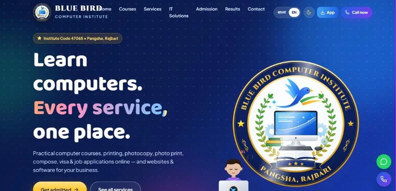 Home page of Bluebird Portal